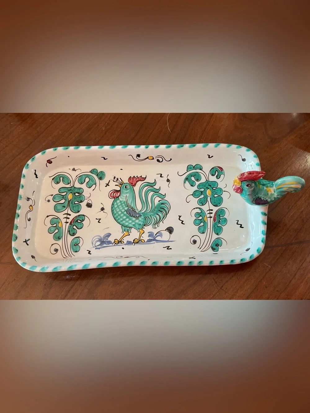 VTG PV Italy Orvieto Peasant Village Green Rooster Complimentary Serving Pieces